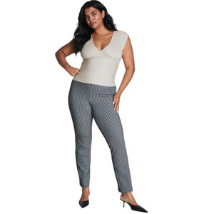 SPANX NWT Ponte Slim Straight Jacquard Pants in Sz L